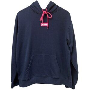 PRINCE Hoodie Size Large Womens Sweatshirt Navy Blue Tennis Sports Logo Pullover